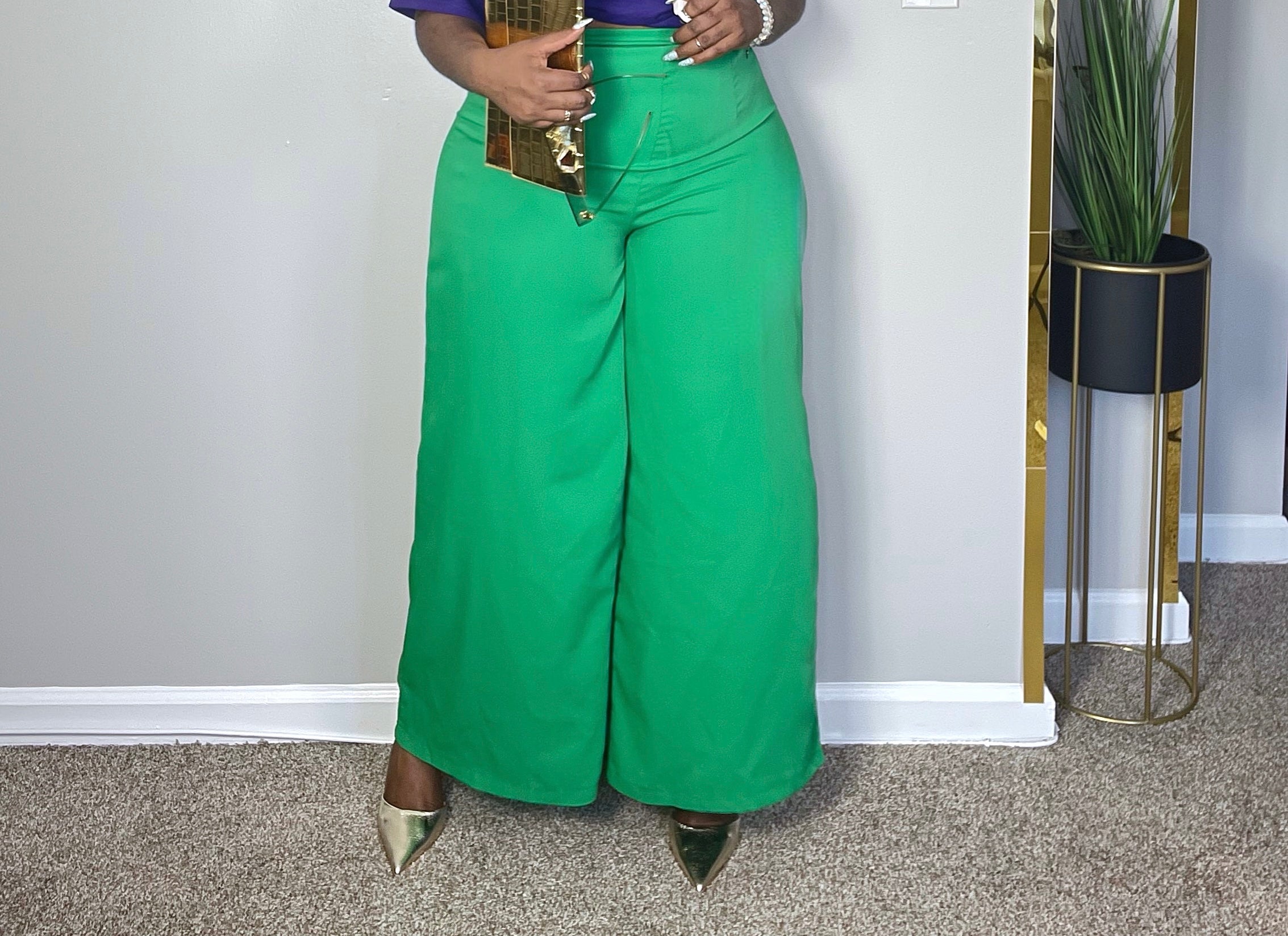 Hight Waist Green Pant Palazzo