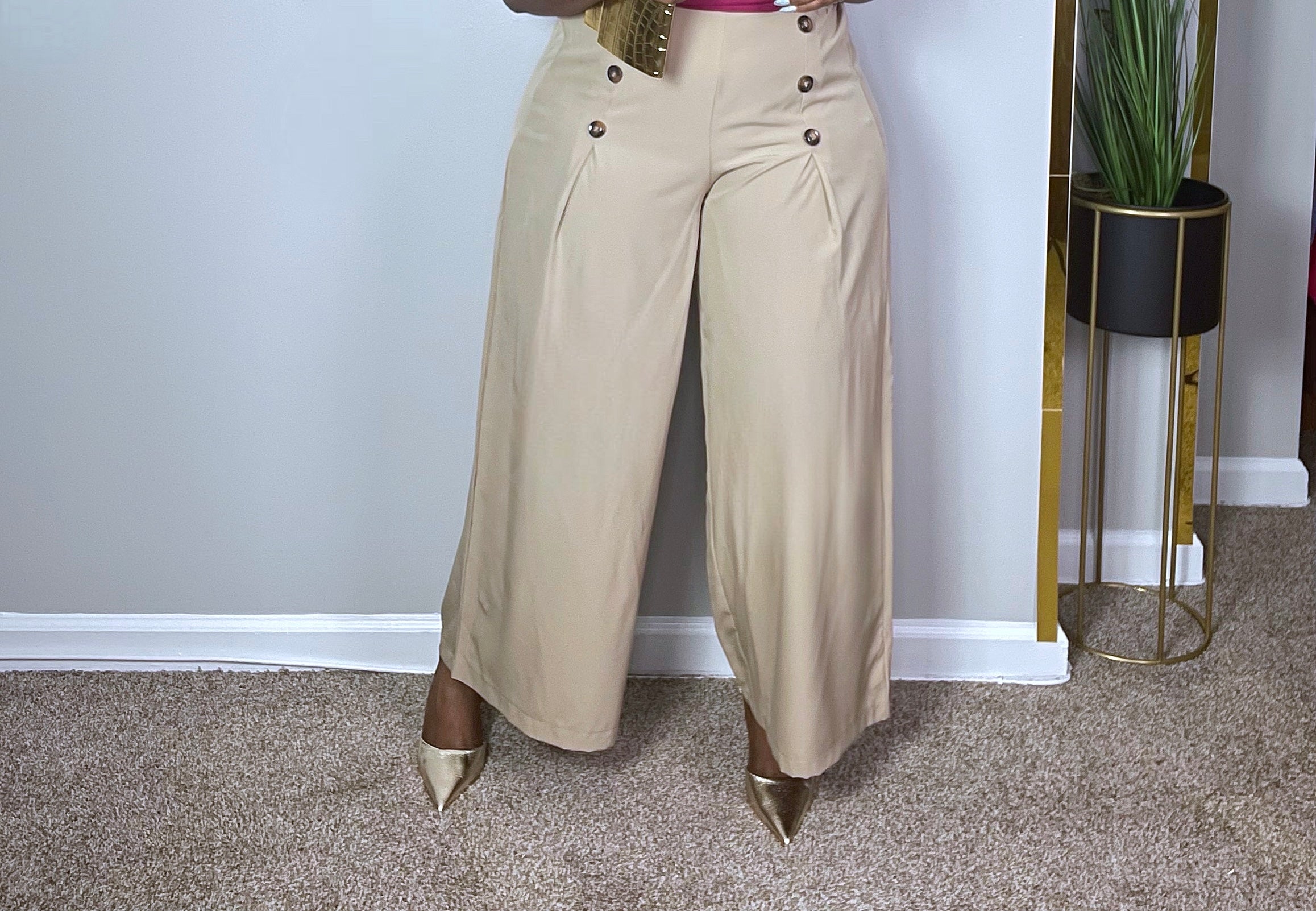 Hight Waist Pant Palazzo Sandstone Color (Plus Sizes)