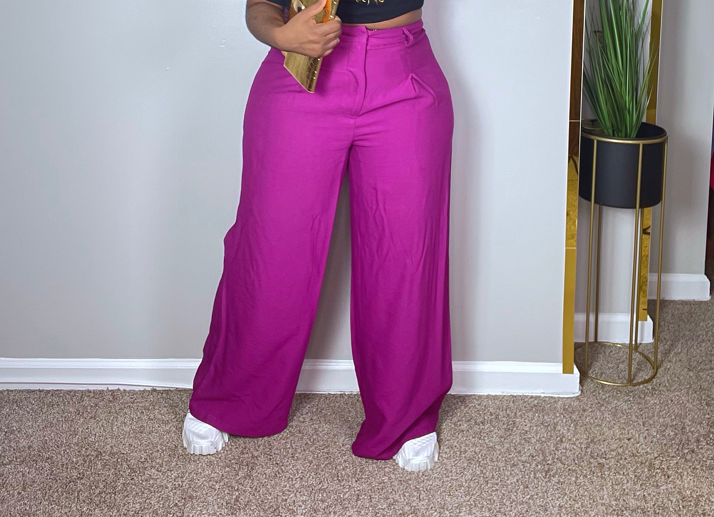 Hight Waist Purple Pant Palazzo