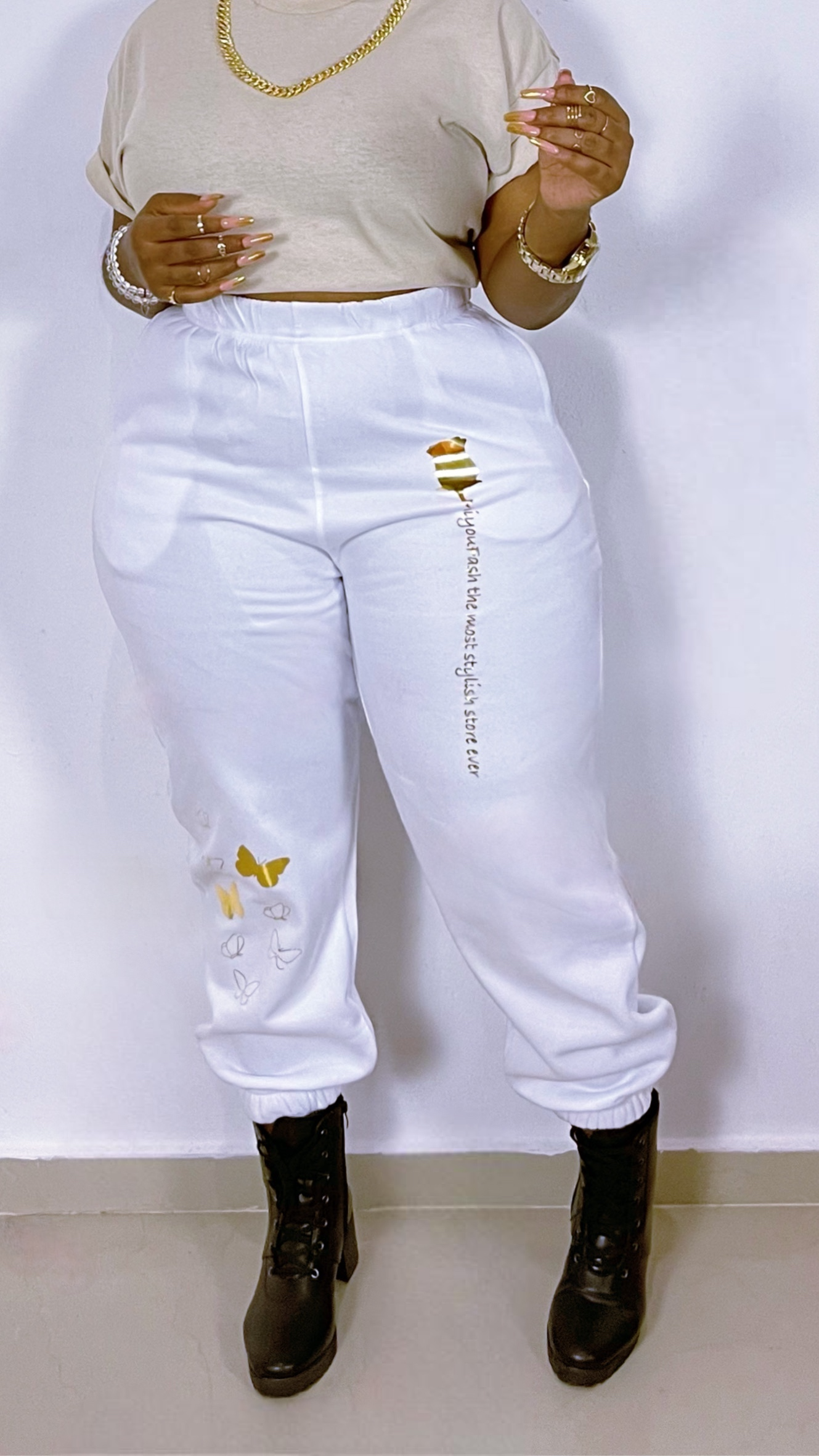 Sweatpants Color Nude & Gold